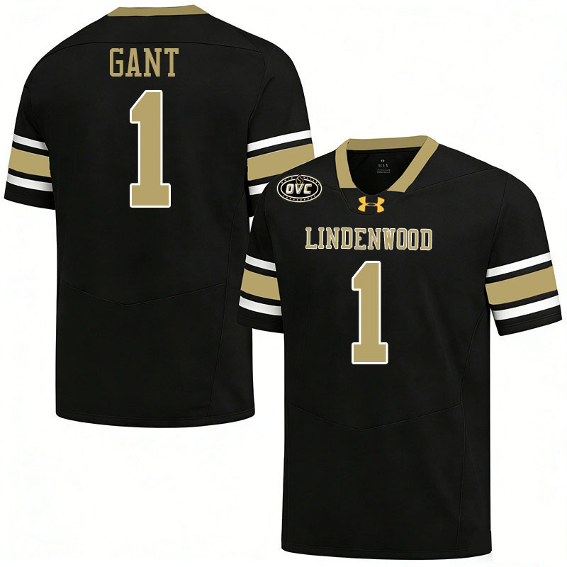Lindenwood Lions #1 Eric Gant College Football Jerseys,Uniforms-Black